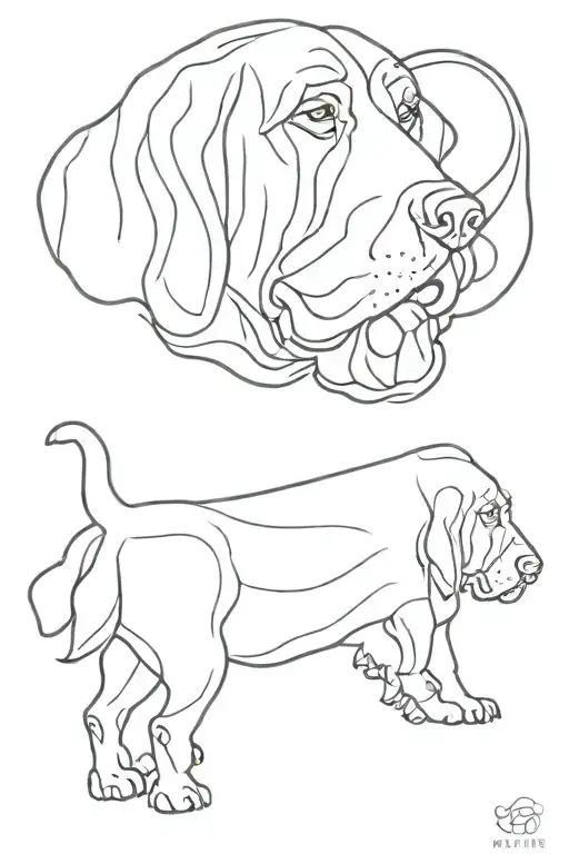 Basset hound dog tattoo design idea