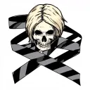 forensics, blond, striped caution tape measure forming tattoo design idea
