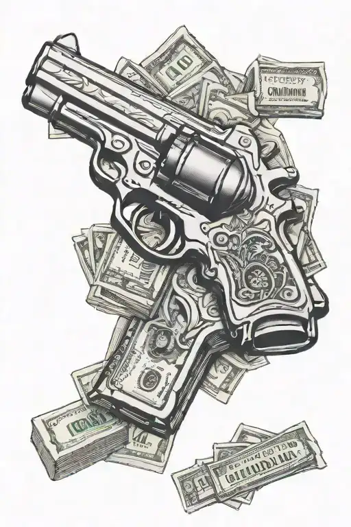pablo escobar money gun tattoo design idea