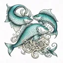 combine the sign of Pisces with the sign of Aries tattoo design idea