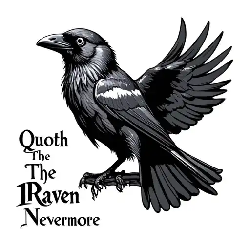 quoth the raven nevermore script with a raven tattoo design idea