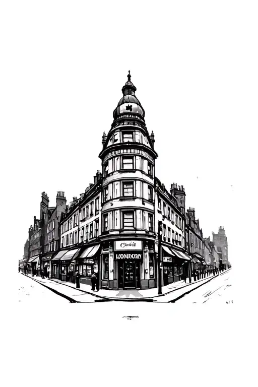 London 1800s Street corner tattoo design idea