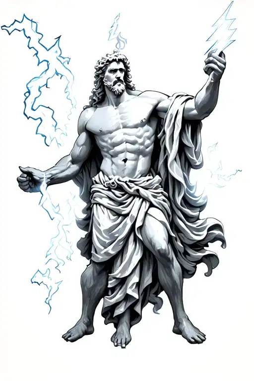 Zeus holding a lightning bolt tattoo design idea