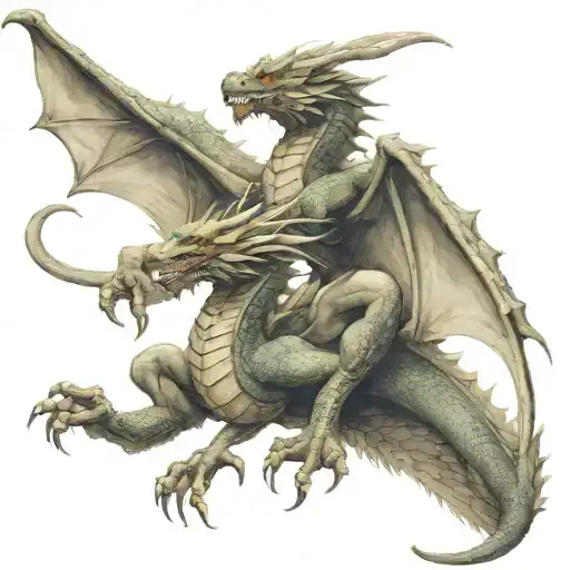 a twoheaded dragon with two wings tattoo design idea