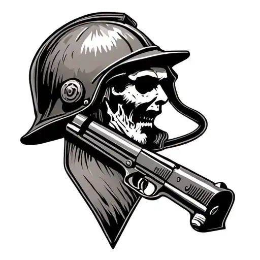 miners helmet on gun stock grave marker tattoo design idea