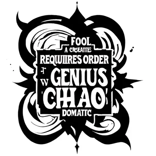 A fool requires order, genius dominates chaos tattoo design idea
