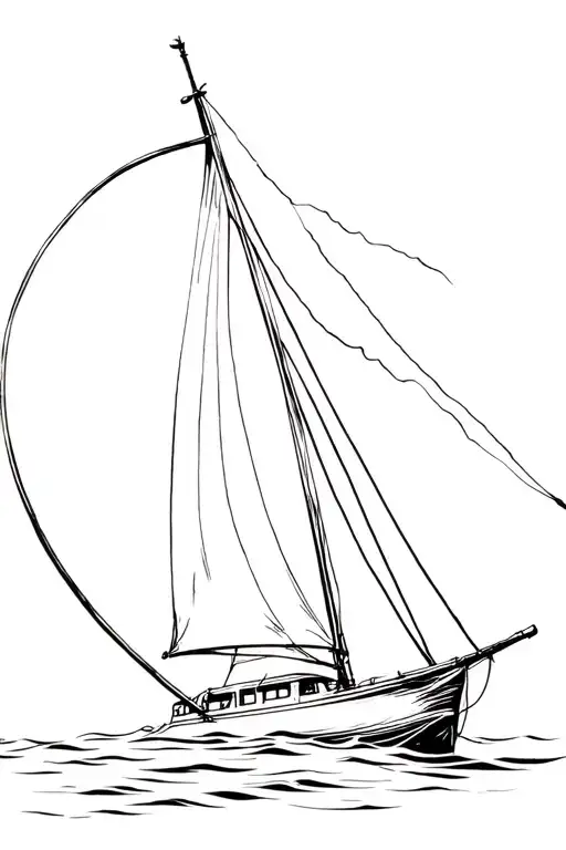 A thin curved line symbolizing the mast. A triangular sail, slightly curved, leaves it - as if caught the wind. tattoo design idea