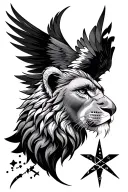 British lion head with uae falcon and southern cross constellation tattoo design idea