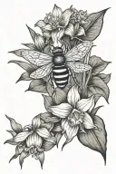 bee, daffodil, morning glory, Aboriginal artwork, Holden HQ statesman, palm trees. tattoo design idea