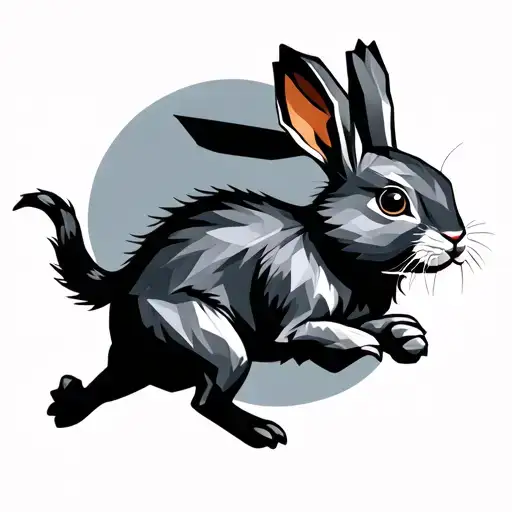 geometric running rabbit tattoo design idea