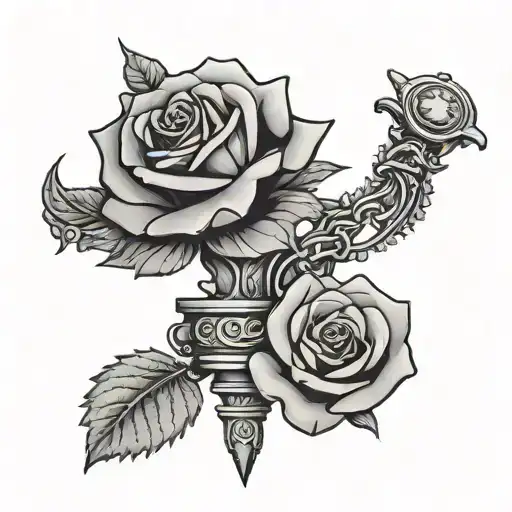 crypto money drill criminal rose  tattoo design idea