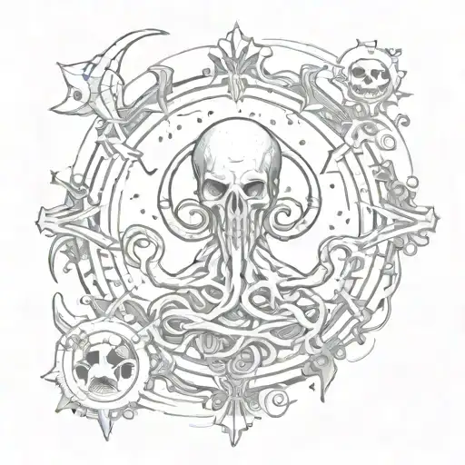 Call of Chutulu, lovecraft, cosmic hoeros tattoo design idea