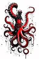 Scuba diver being pulled down by a kraken tattoo design idea