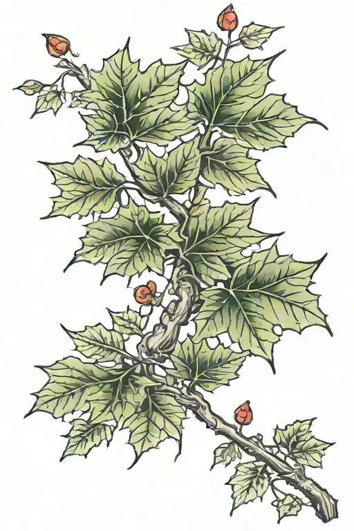 maple branch with leaves growing tattoo design idea