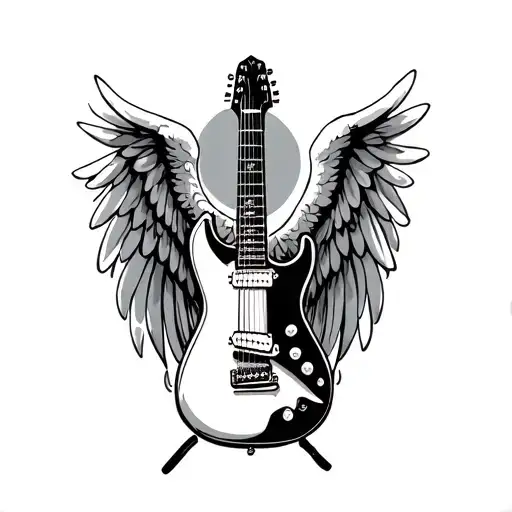 Guitar With Angel Wings tattoo design idea