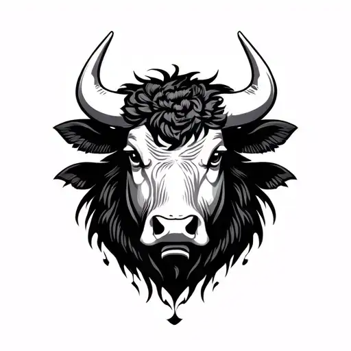 Japanese vintage traditional bull head tattoo  tattoo design idea