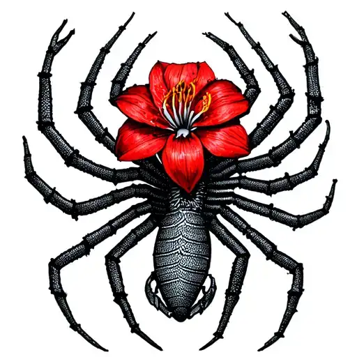 Red Spiderlily and scorpio tattoo design idea