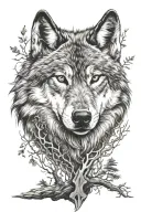 Wolf and  cross  tattoo design idea