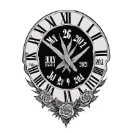 Roman numerals representing important dates: May 26, 2019, July 21, 2021, July 9, 2024 (in linear format) tattoo design idea