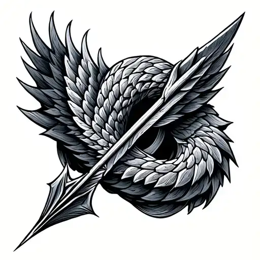 bow arrow scales intertwined tattoo design idea