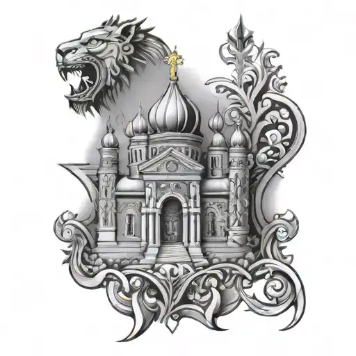 bogatyr with Orthodox Church  tattoo design idea