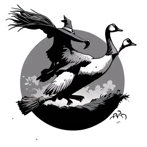 Scooby doo flying a witches broom chasing after a goose  tattoo design idea