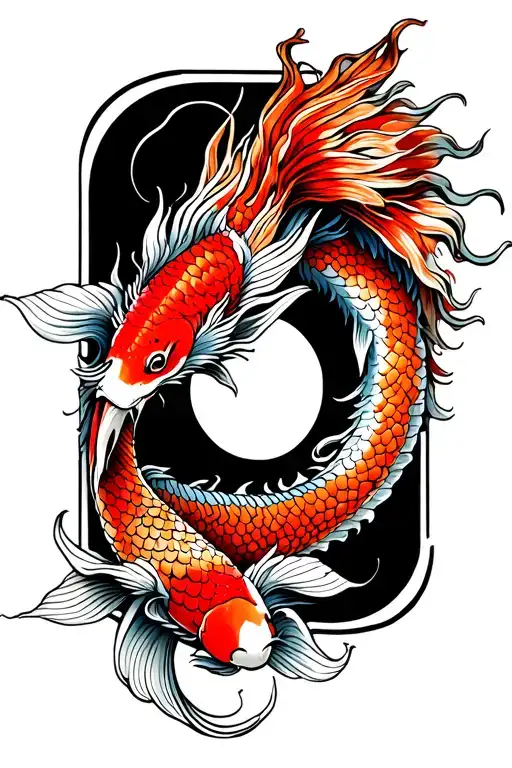 dragon and koi fish yin tattoo design idea
