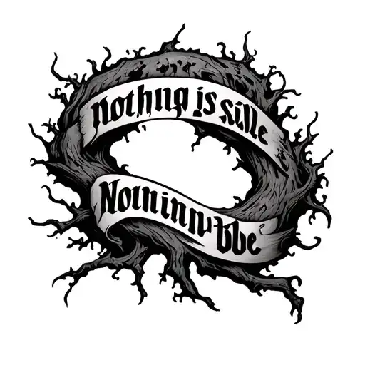 tattoo where the words 'Nothing is impossible' are arranged in a way that they form the shape of a poison tree tattoo design idea