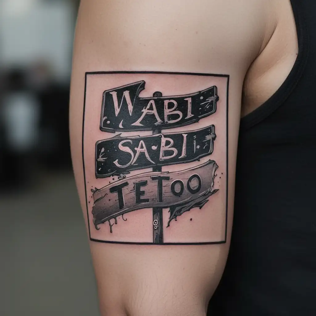 "Wabi-Sabi" basic and street sign tattoo design idea