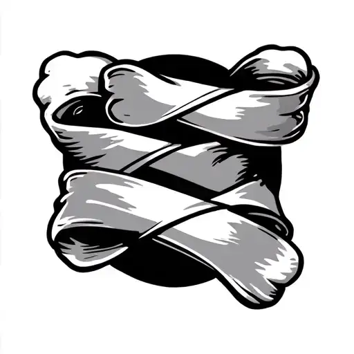 banner ribbon wrapped loosely around a dog bone tattoo design idea