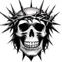 skull with crown of thorns tattoo design idea