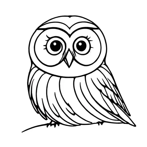 thin line simple barred owl tattoo design idea