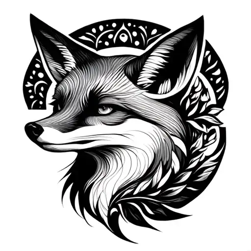 fine line fox Virgo tattoo design idea