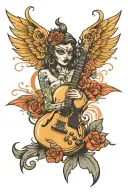 rock n roll combined tattoo design idea