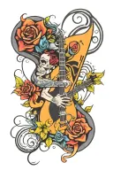 rock n roll combined tattoo design idea