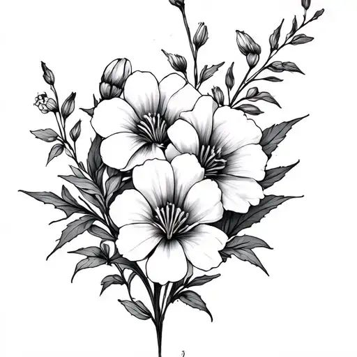 fine line dopamine tattoo with june birth flowers intertwined tattoo design idea