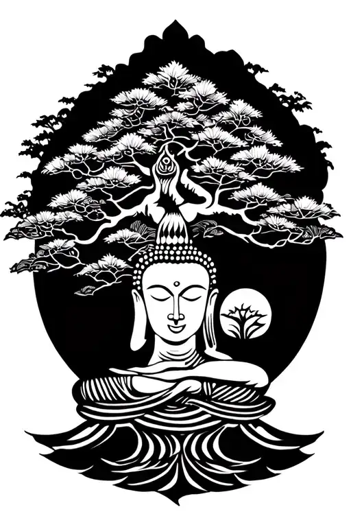 Buddha Trees tattoo design idea