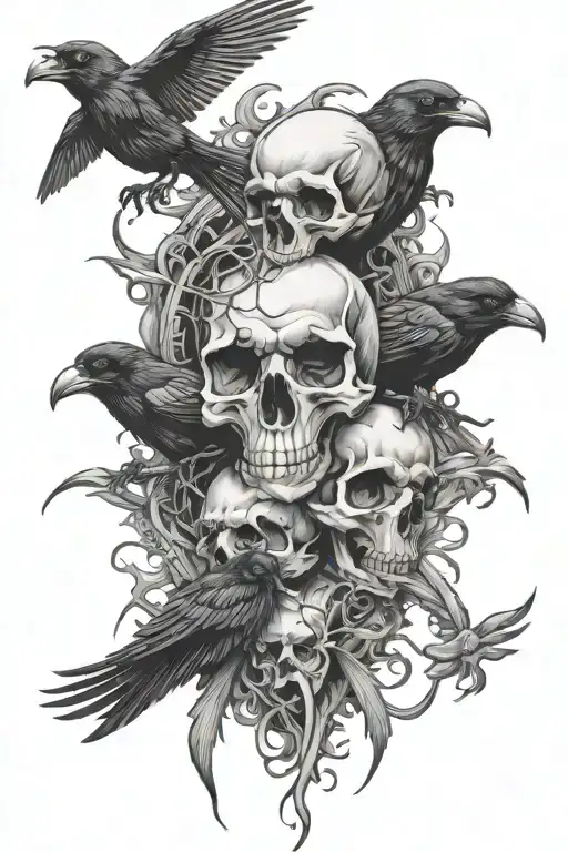 crows, skulls, spiders tattoo design idea