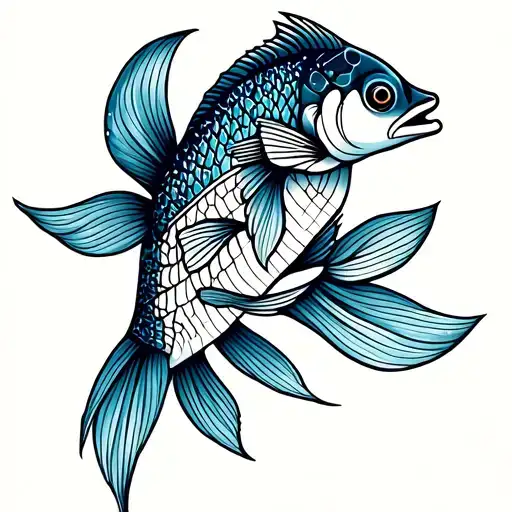 Coi fish in the sweet potato da perna tattoo design idea