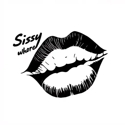 "Sissy whore" kiss tattoo design idea