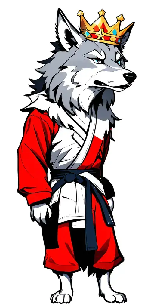 Wolf with a big crown on his shoulder A small karate sketch A small star tattoo design idea