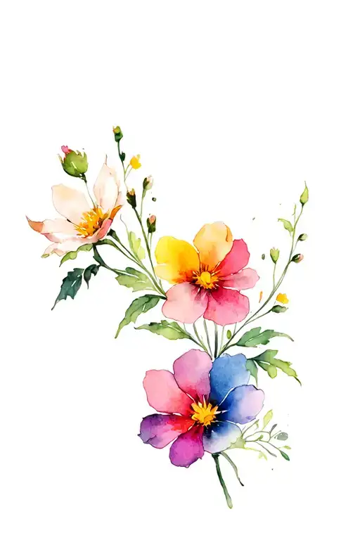 Texas wild flowers tattoo design idea