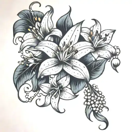 lily and pearls tattoo design idea
