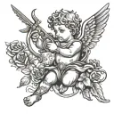 risk taker cupid shooting tattoo design idea
