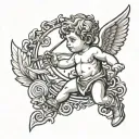 risk taker cupid shooting tattoo design idea