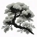 four almond trees changing in four seasons , every tree represent an season  tattoo design idea