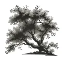 four almond trees changing in four seasons , every tree represent an season  tattoo design idea