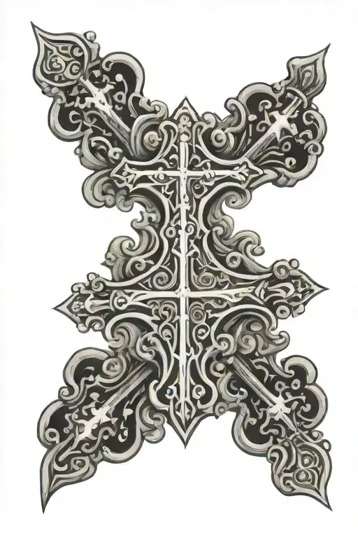 orthodox cross with orthodox saints surrounding tattoo design idea