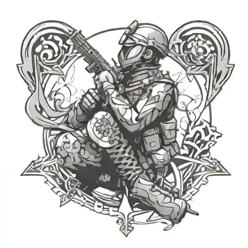 The Linkin Park Hybrid theory soldier with a semicolon embedded  tattoo design idea