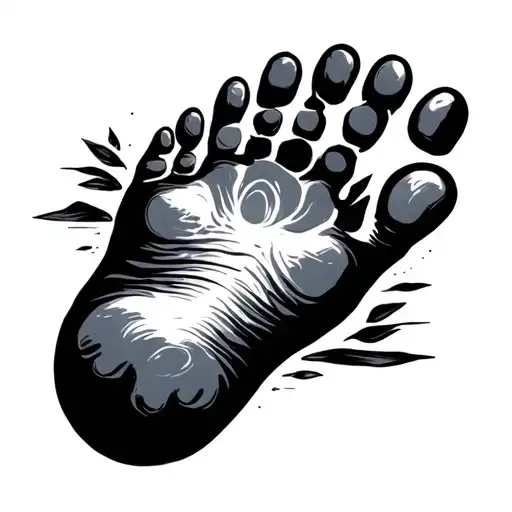 small footprint inside of a big footprint silhouette tattoo design idea
